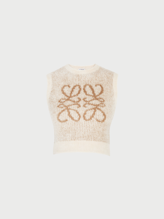 Loewe 2020s Beige Cotton Polyamide Anagram Knit Vest