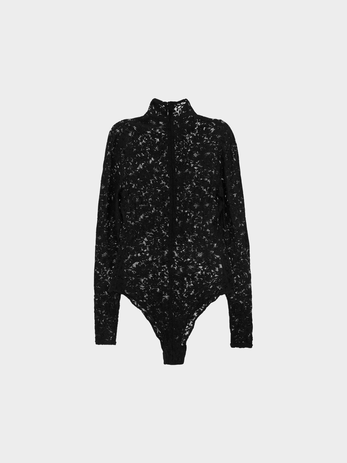 Givenchy 1990s Black Floral Lace Long-sleeved Bodysuit