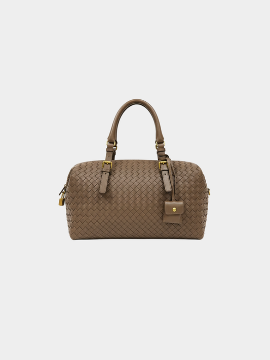 Bottega Veneta 2000s Brown Intrecciato Leather Handbag