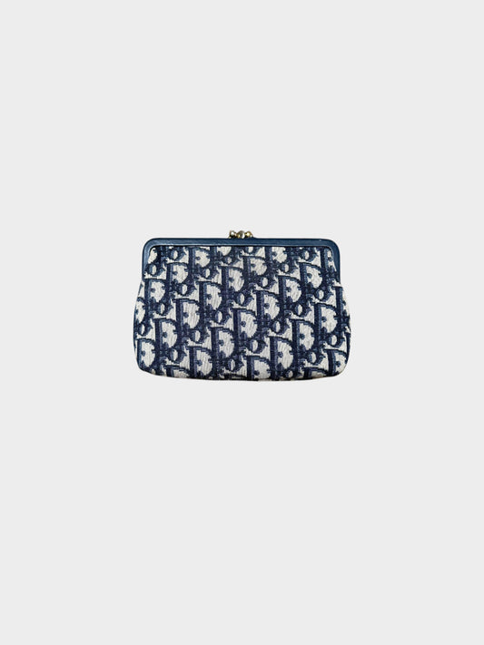 Christian Dior 2000s Navy Trotter Kiss Lock Purse