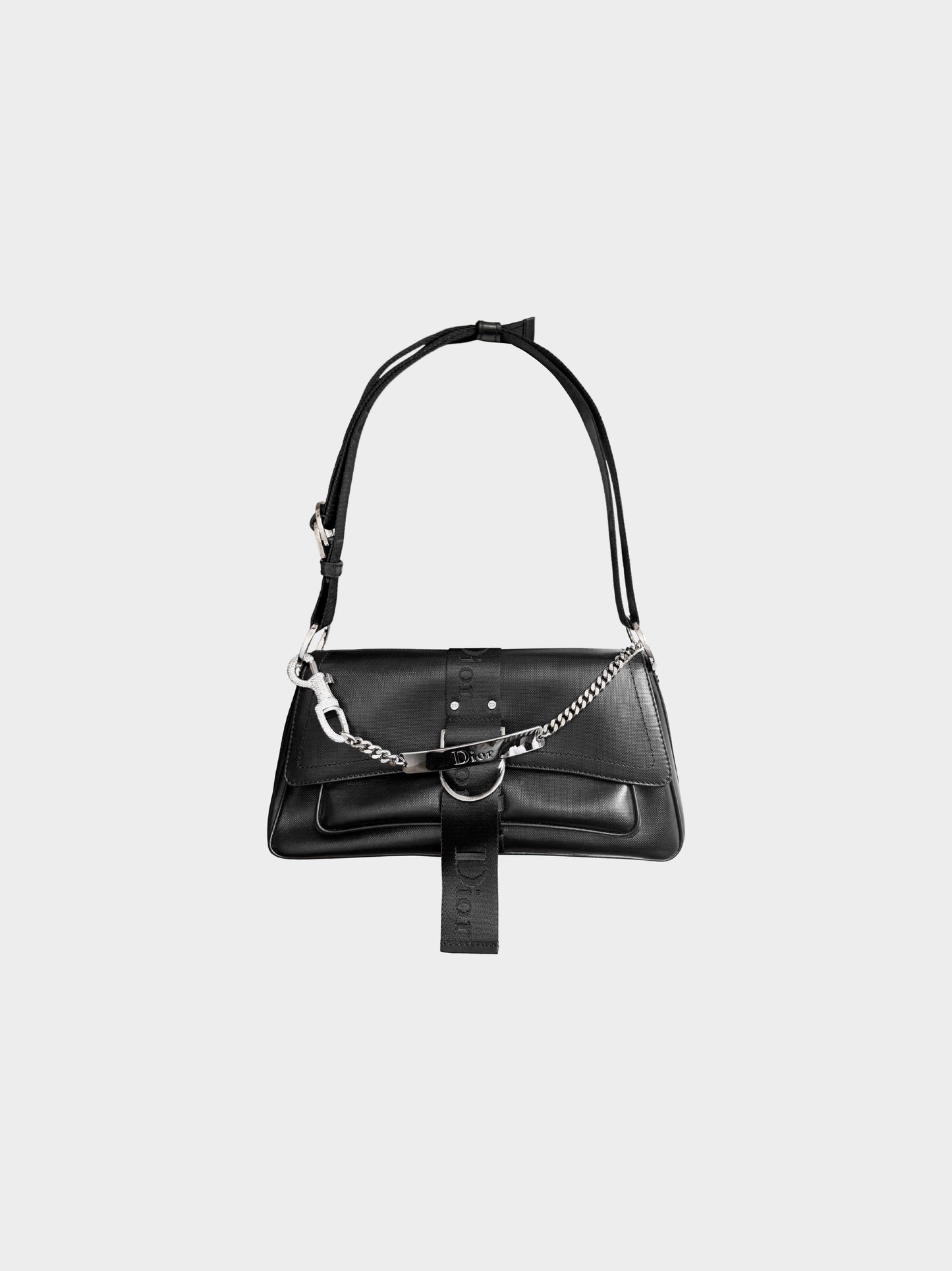 Christian Dior by John Galliano 2003 Black Coated Canvas Hardcore Shoulder Bag