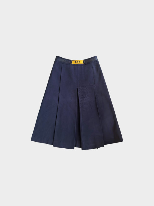 Celine 1990s Navy Pleated Skirt