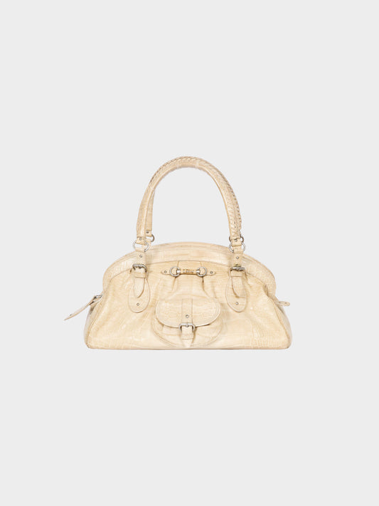Christian Dior by John Galliano 2005 Beige Croc-embossed Leather 'My Dior' Bag