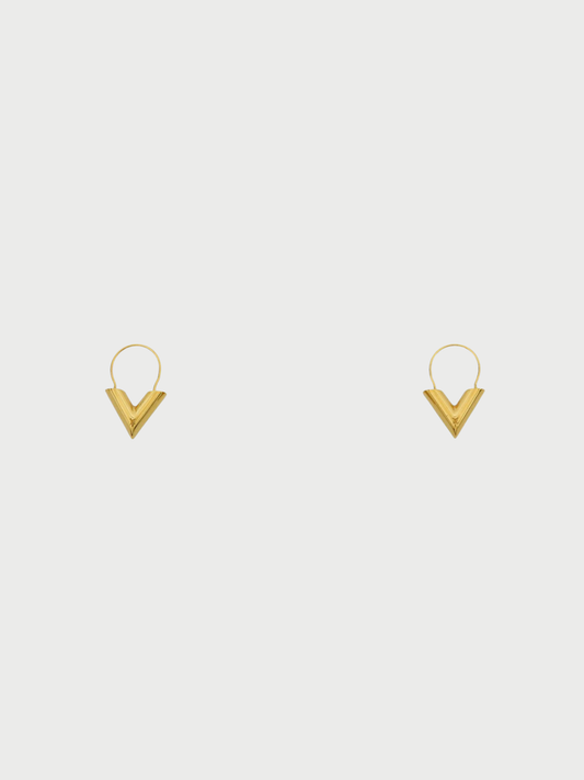 Louis Vuitton 2000s Gold Plated Metal Essential V Hoop Earrings