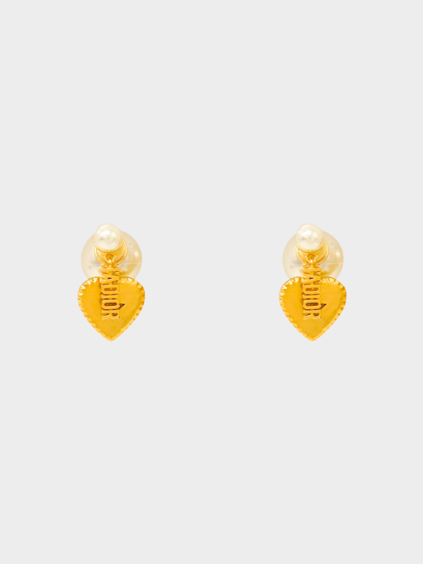 Christian Dior 2010s Gold Jadior Heart Pearl Stud Earrings
