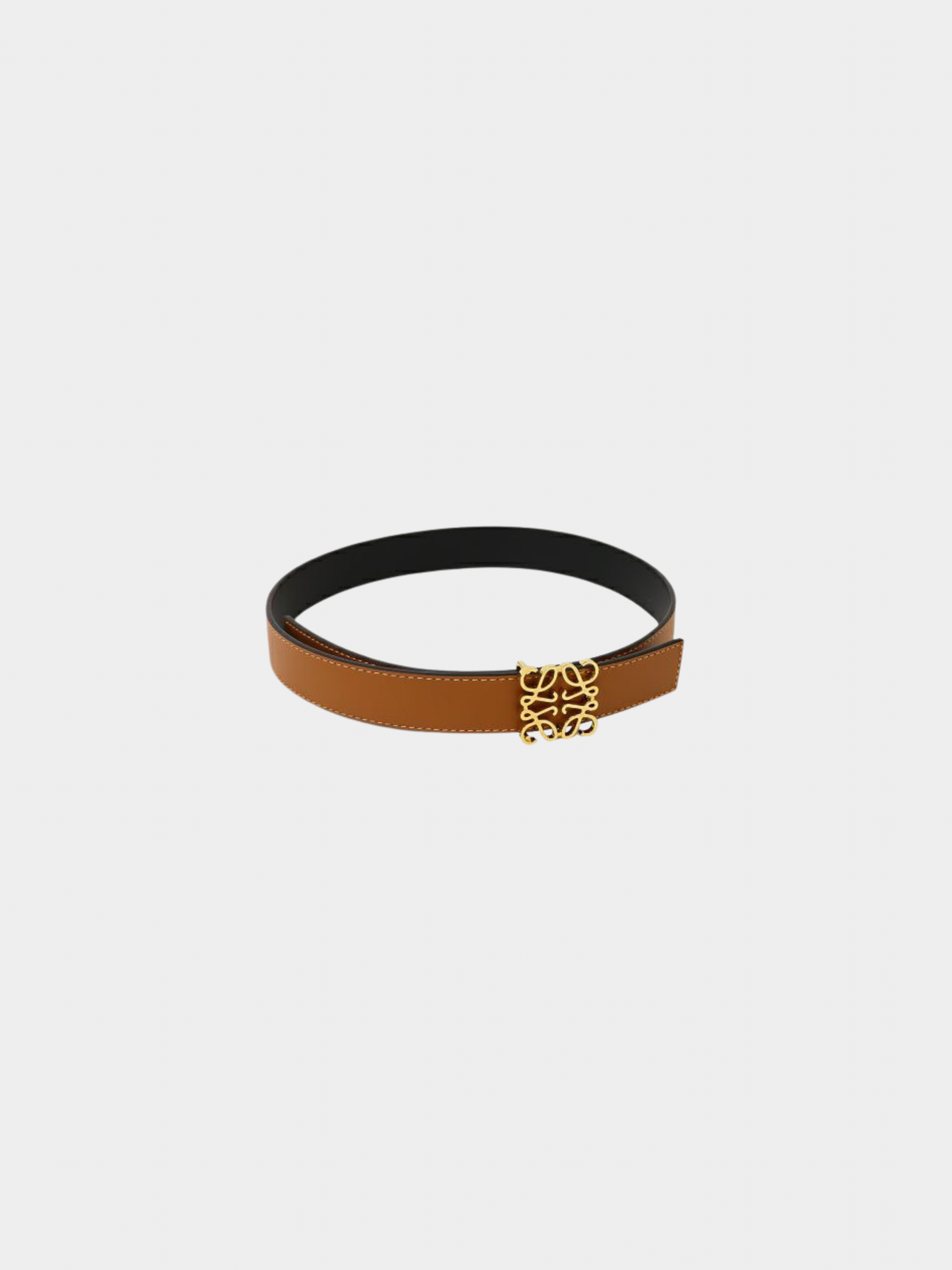 Loewe 2000s Gold Brown Leather Anagram Belt