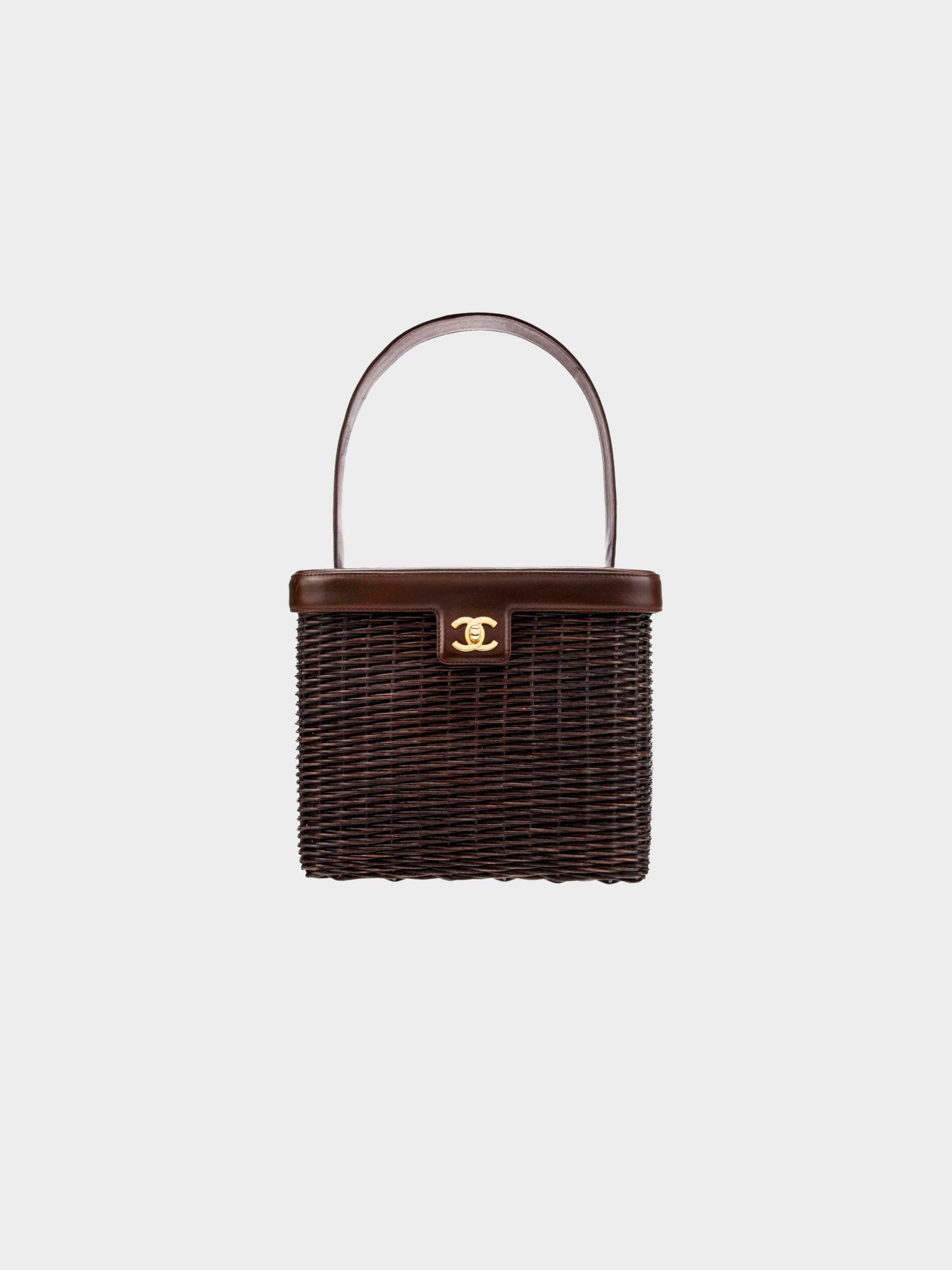 Chanel 1997-1999 Brown Wicker Top Handle Bag