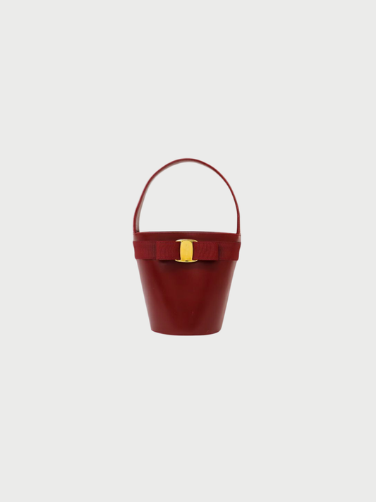 Salvatore Ferragamo 2000s Red Leather Vara Hardware Handbag