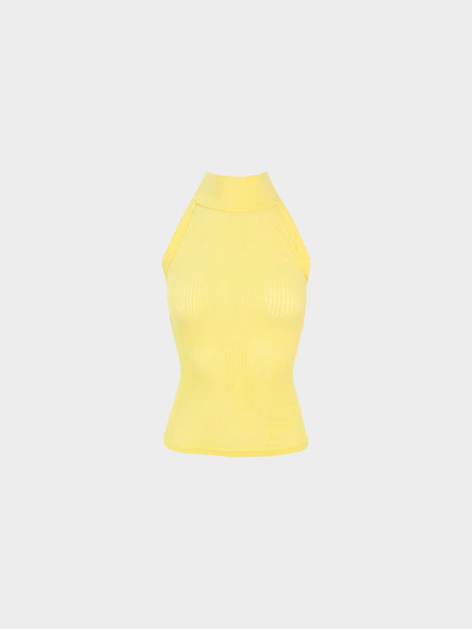 Jean Paul Gaultier 2000s Yellow Knitted Cotton Halter Neck Top