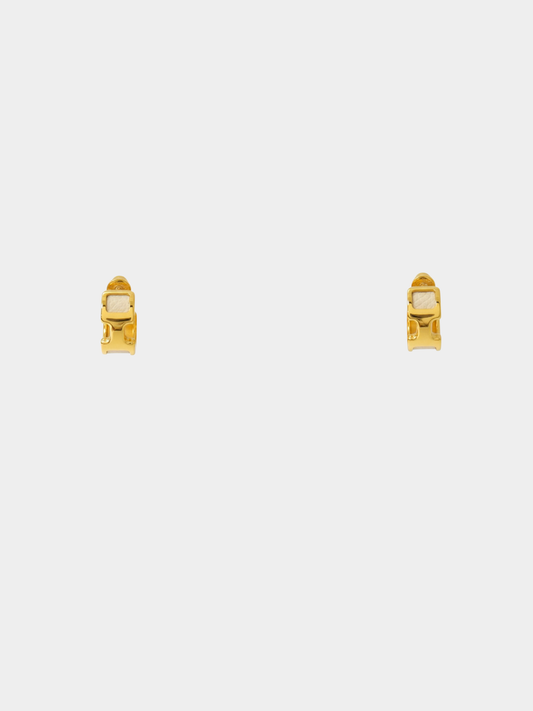Hermès 2000s Gold White Oran Earrings