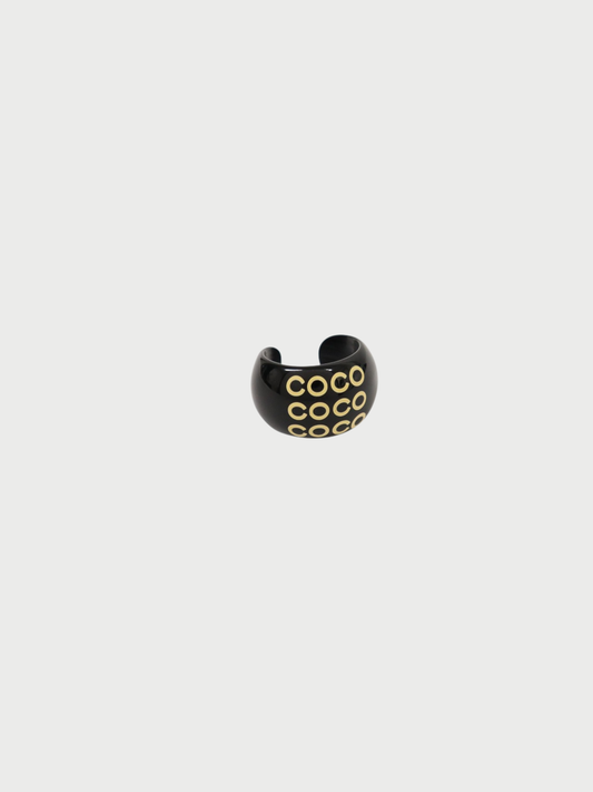 Chanel 2001 Black Ivory Plastic COCO Ring