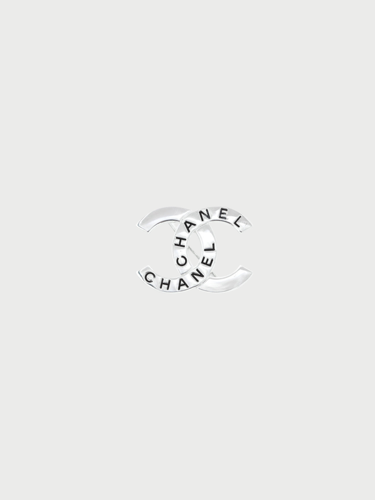 Chanel Spring 1998 Silver Metal Coco Mark Logo Brooch