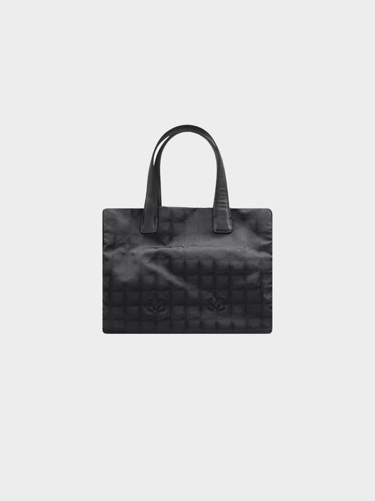 Chanel 2005 Black Travel Line Jacquard Tote Bag