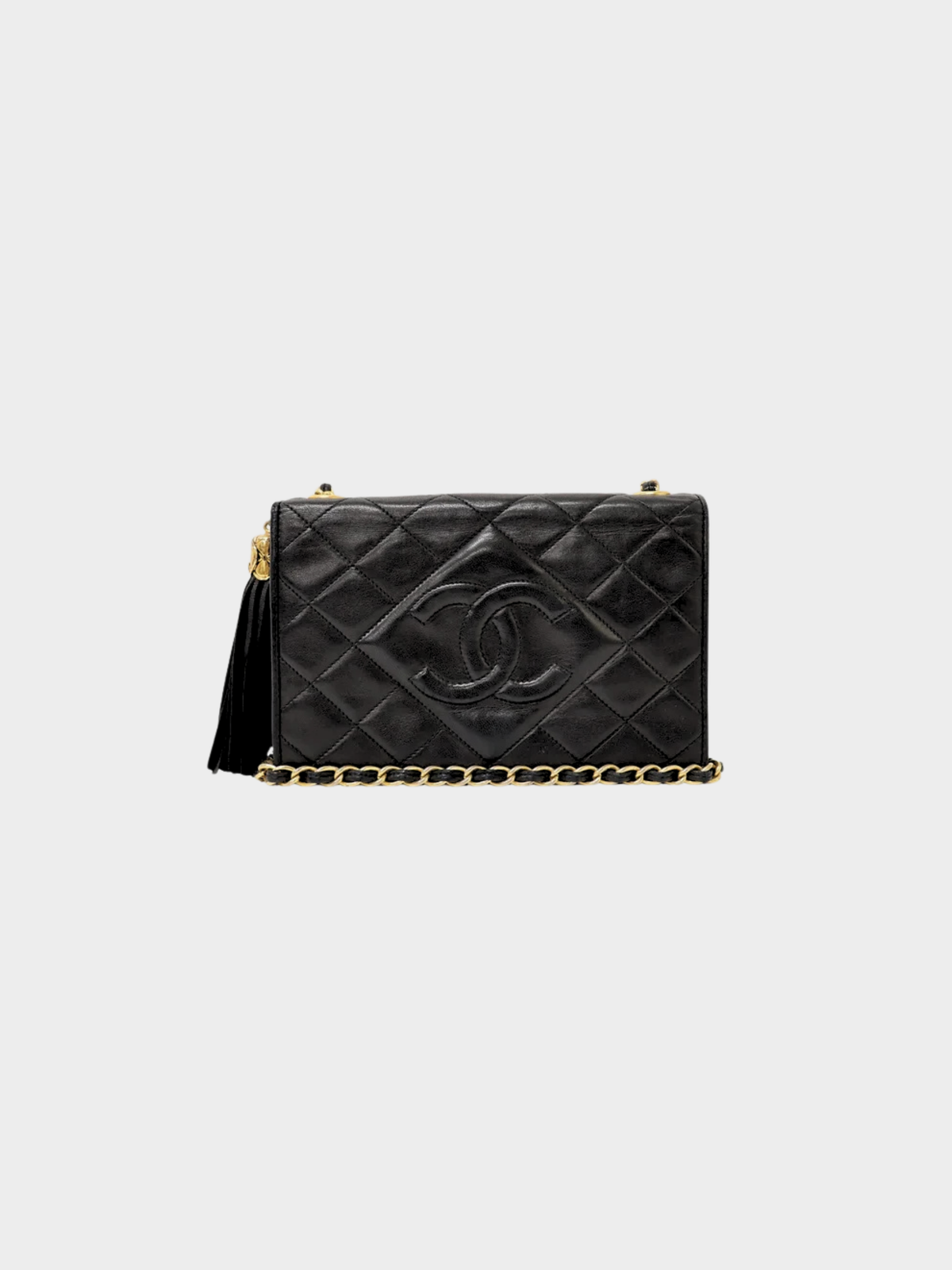 Chanel 2009 Black Lambskin Matelassé Chain Shoulder Bag