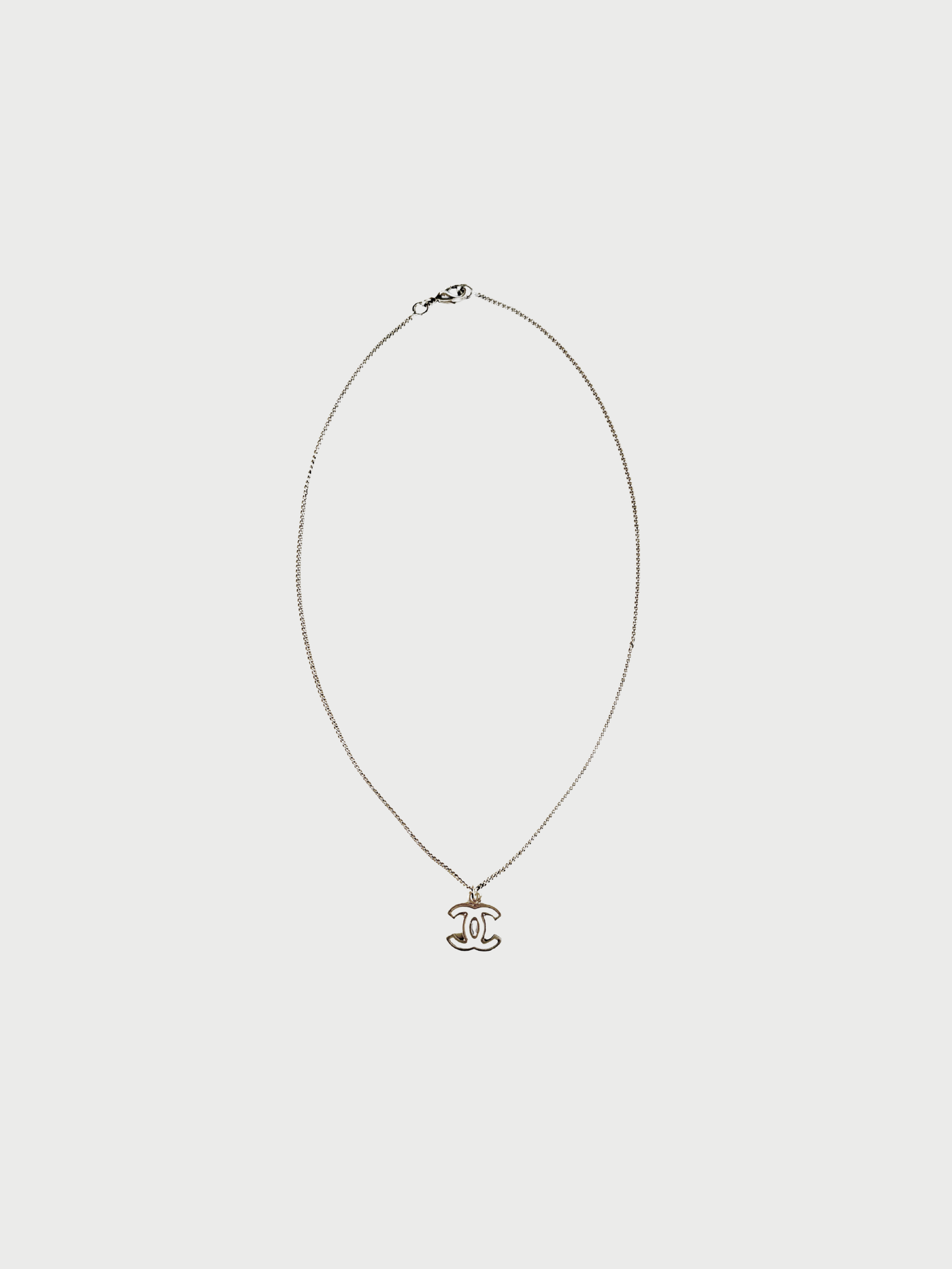 Chanel 2000s White Enamel CC Pendant Necklace