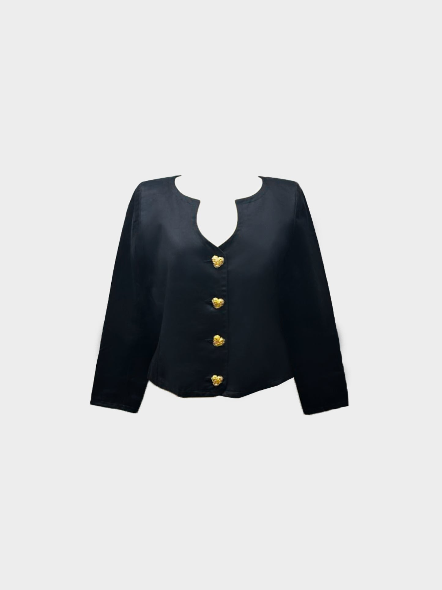 Yves Saint Laurent 1990s Black Cotton Heart Button-down Jacket
