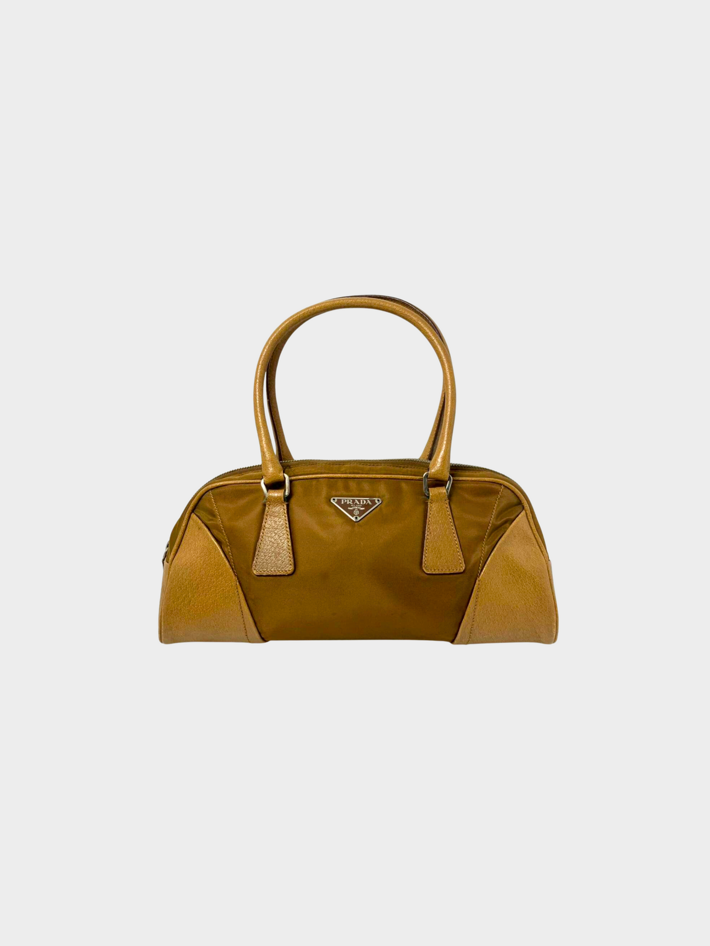 Prada 2000s Camel Nylon Bowler Bag
