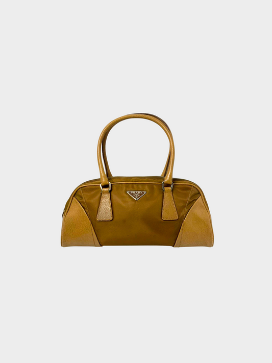 Prada 2000s Camel Nylon Bowler Bag