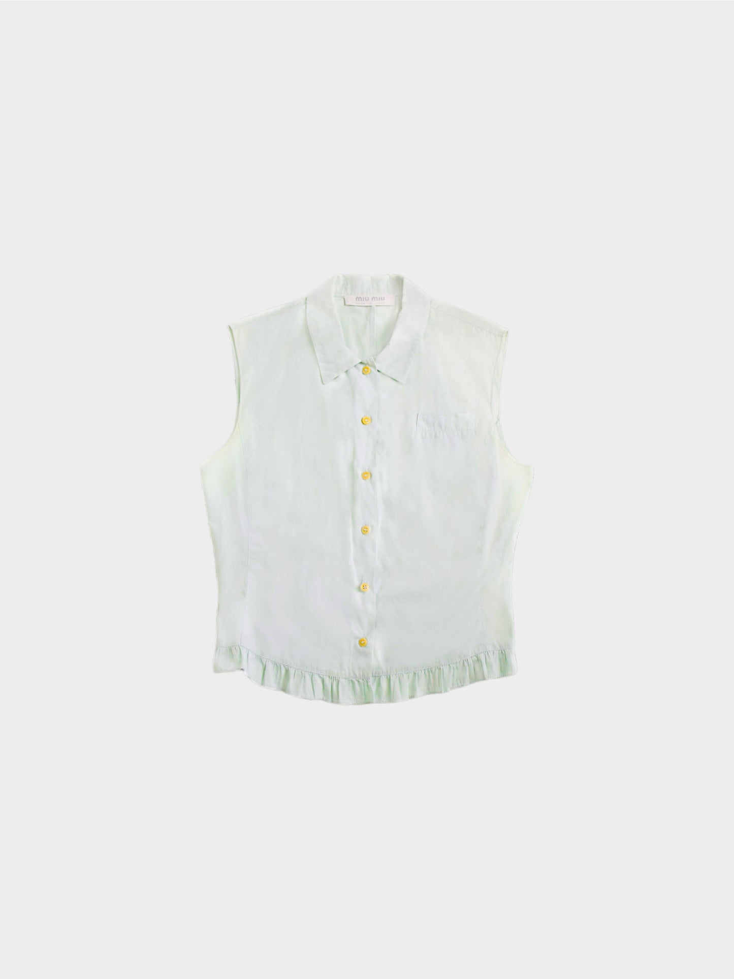 Miu Miu SS 1999 Light Green Ruffle Sleeveless Top