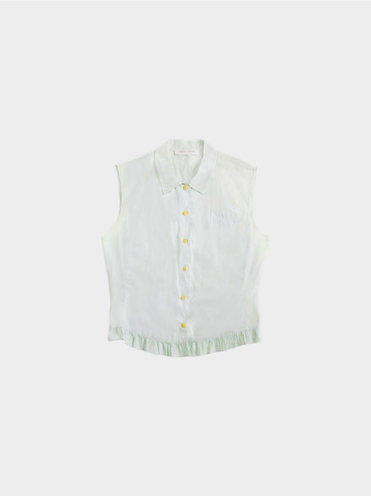 Miu Miu SS 1999 Light Green Ruffle Sleeveless Top