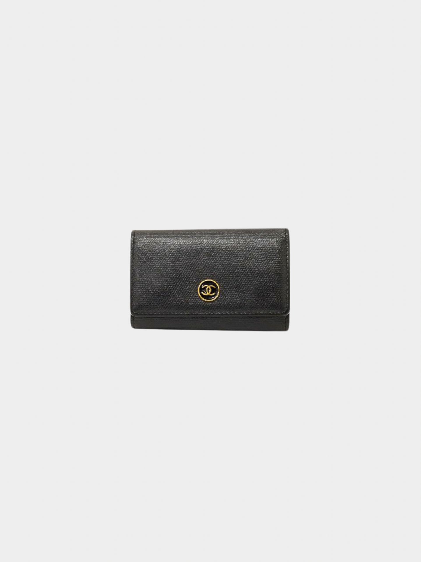 Chanel 2000s Black COCO Button Leather Key Case