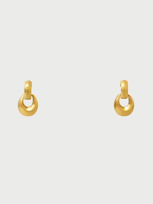 Celine 2000s Gold Plated Metal Logo Earrings