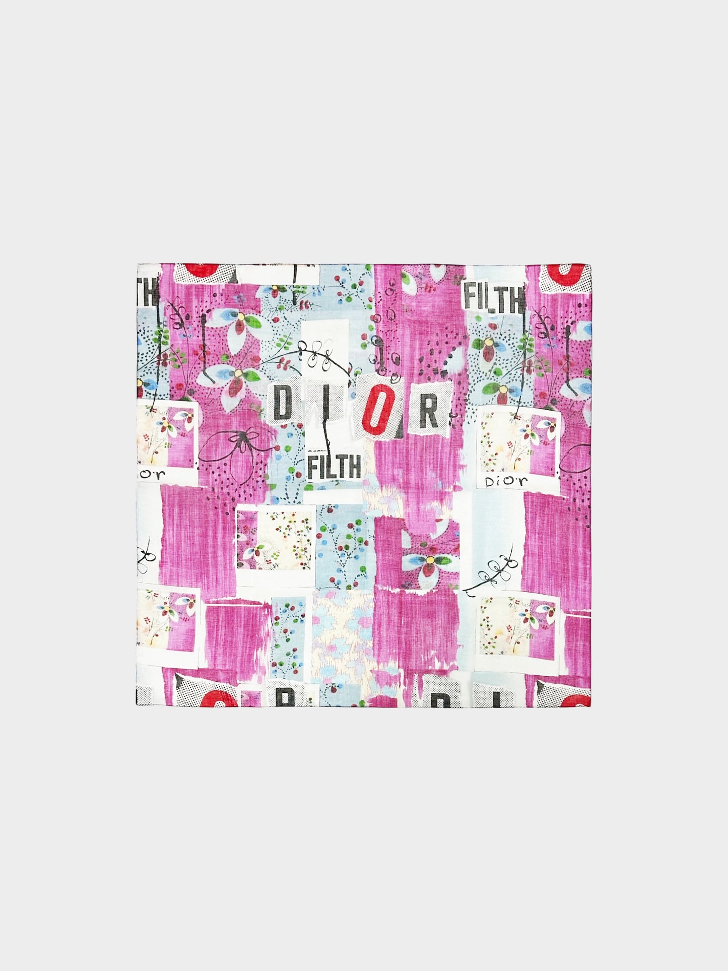 Christian Dior SS 2003 Filth Print Silk Scarf