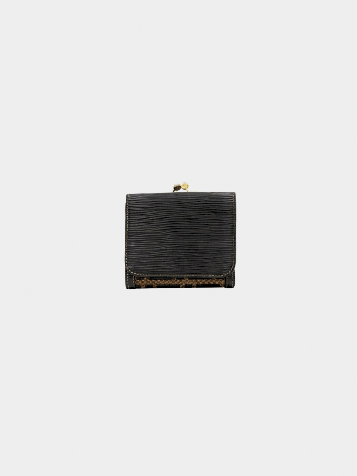 Fendi 2000s Brown Black Canvas Leather Zucca Compact Wallet