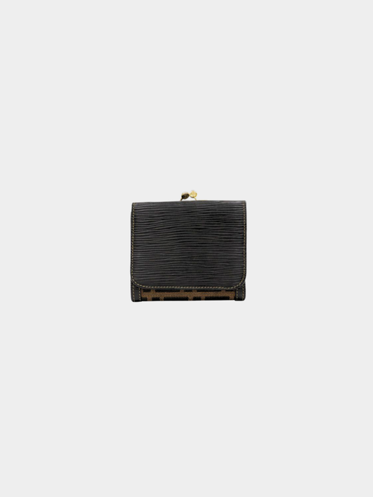 Fendi 2000s Brown Black Canvas Leather Zucca Compact Wallet