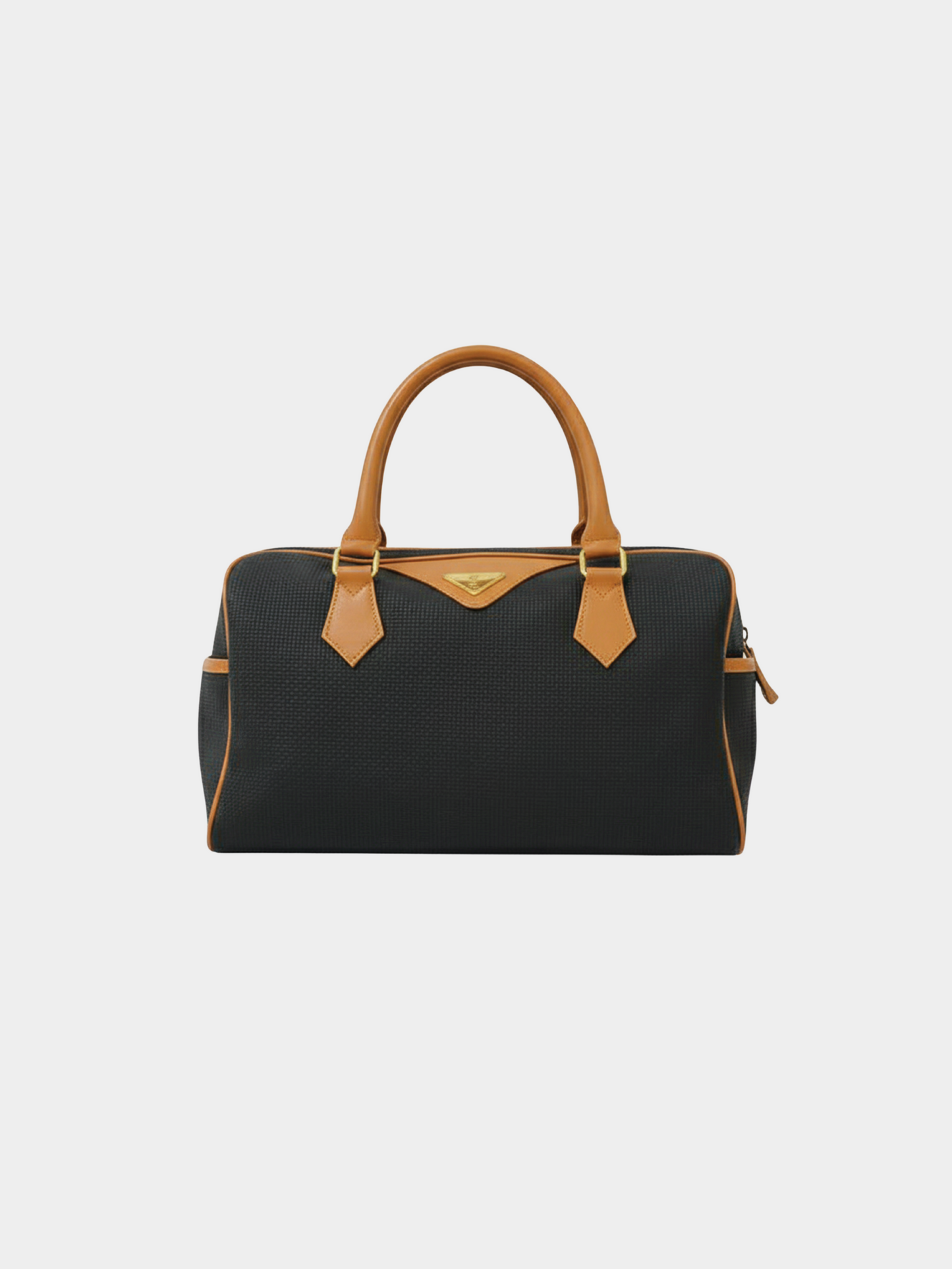 Yves Saint Laurent 1990s Black Brown Logo Hardware Boston Bag