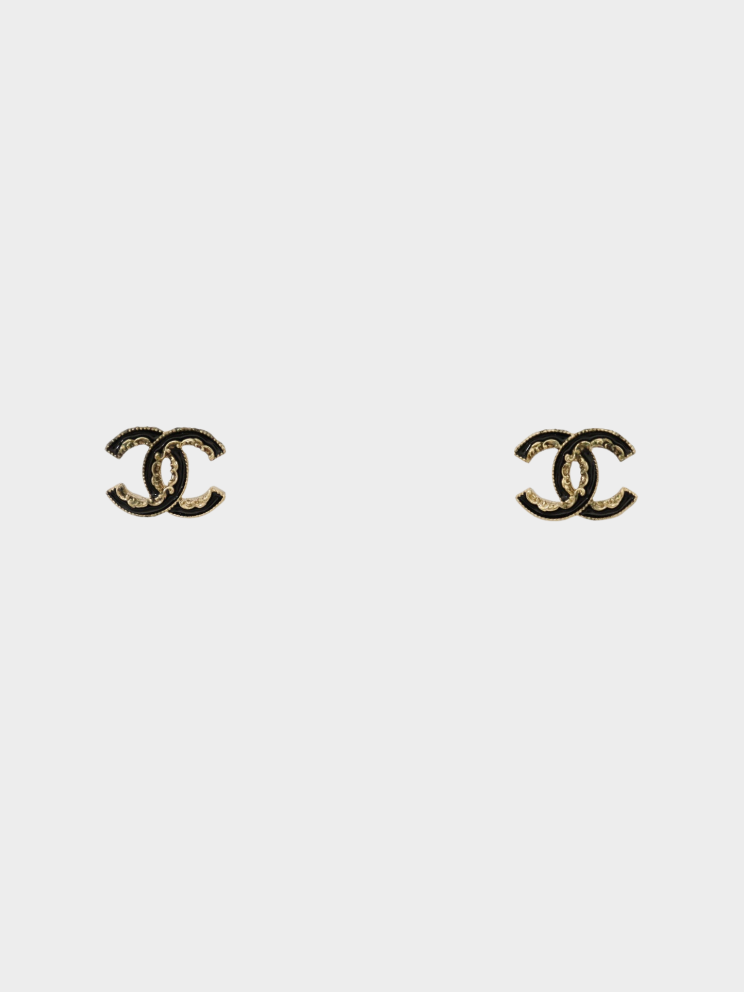 Chanel 2014 Gold Black Plated Metal COCO Earrings