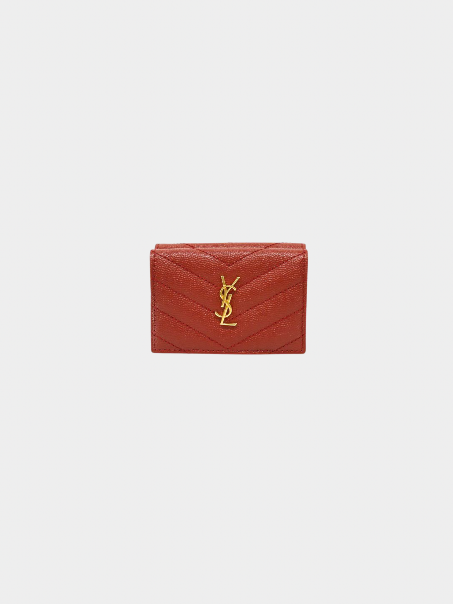 Yves Saint Laurent 2000s Bordeaux Leather Logo Hardware Compact Wallet