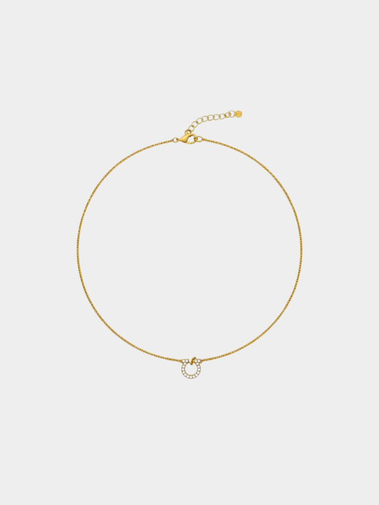 Salvatore Ferragamo 2000s Gold Gancini Rhinestone Necklace