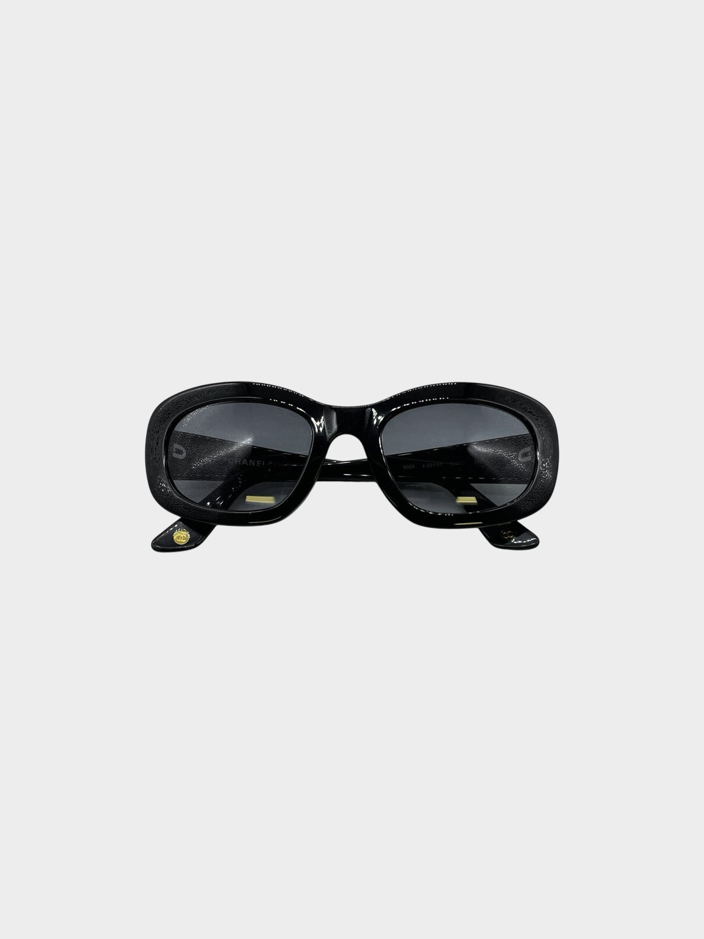 Chanel 2000s Black 5009 Y2K Quilted Sunglasses