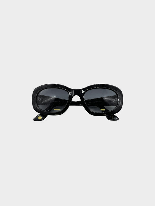 Chanel 2000s Black 5009 Y2K Quilted Sunglasses