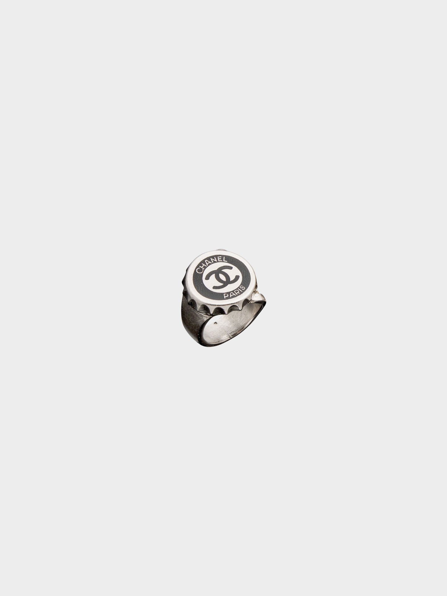 Chanel SS 2006 Matte Gold and Silver Bottle Cap CC Ring Set