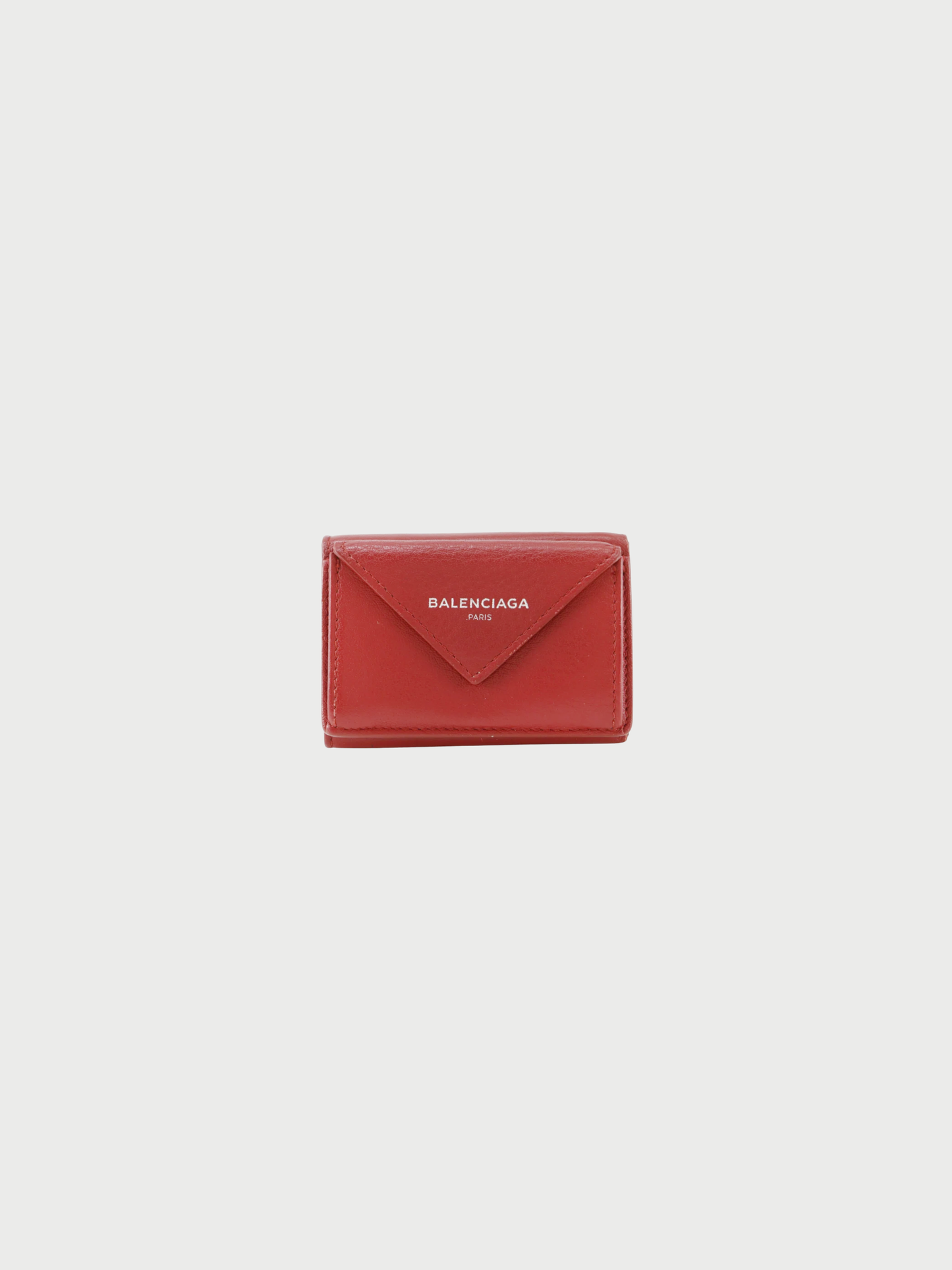 Balenciaga 2020s Red Calfskin Paper Mini Trifold Wallet