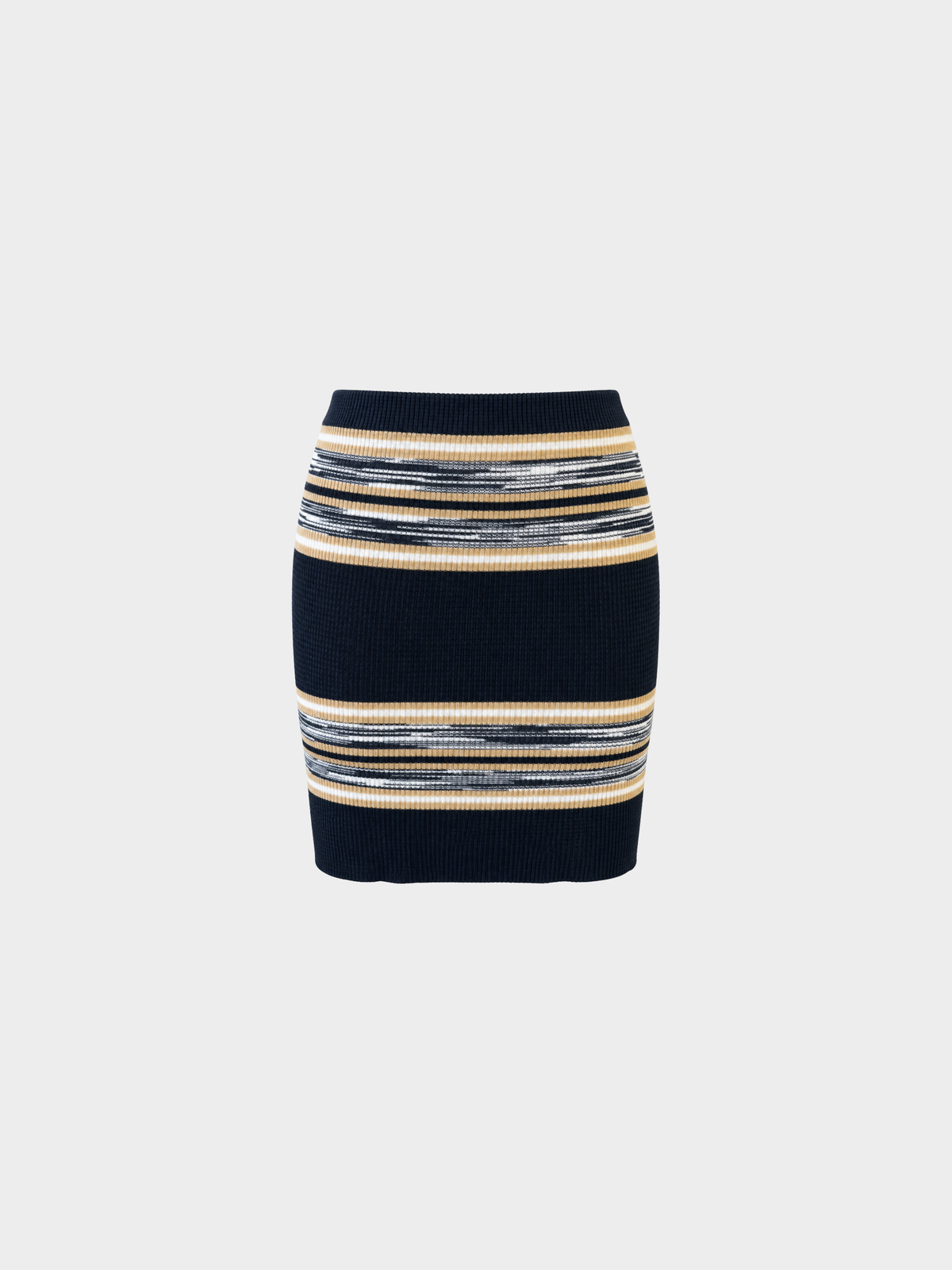 Missoni 2000s Black Tan White Striped Knit Mini Skirt