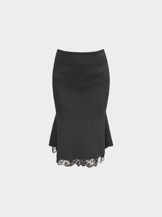Moschino Cheap and Chic 1990s Black Speckled Mermaid Midi Skirt