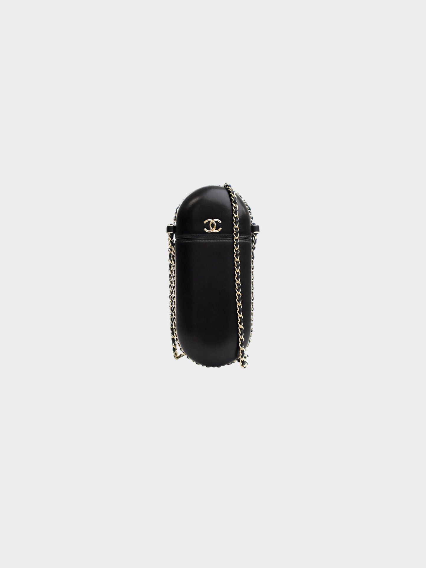 Chanel 2015-2016 Black Lambskin Chain Around Phone Holder