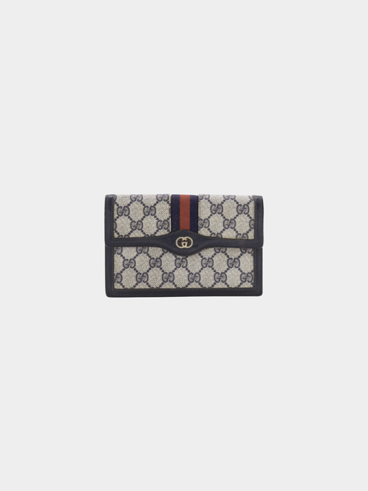 Gucci 1980s Navy GG Supreme Canvas Old Gucci Pouch
