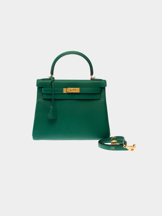 Hermès 2020s Green Taurillon Clémence Kelly 28 Retourne Bag