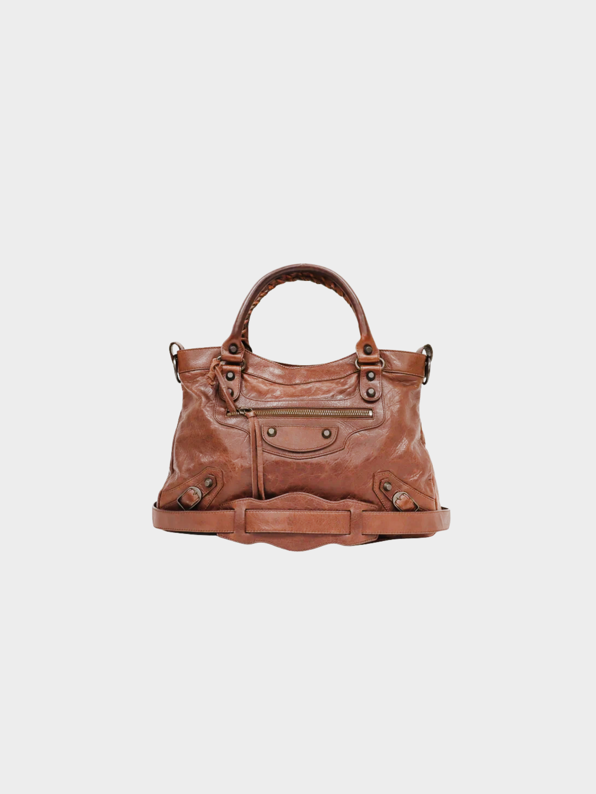 Balenciaga 2000s Brown Leather The Town Bag