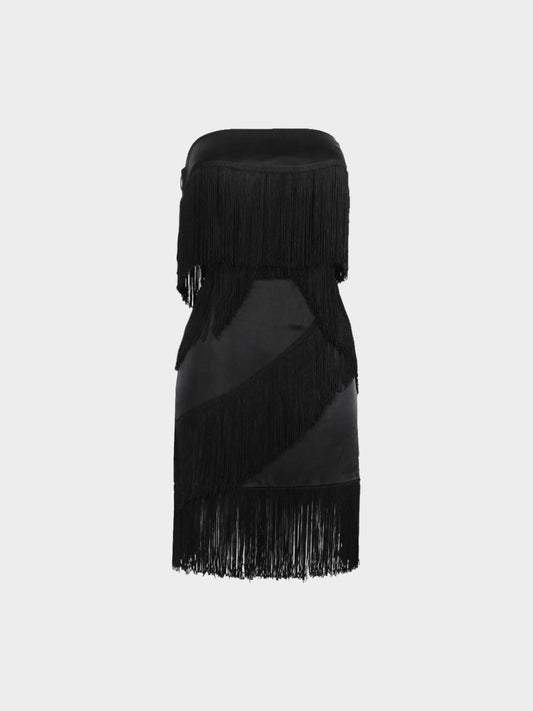 Dolce and Gabbana SS 2003 Black Fringe Dress