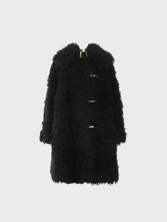 Celine 2013 Pre-Fall Black Faux Shearling Coat