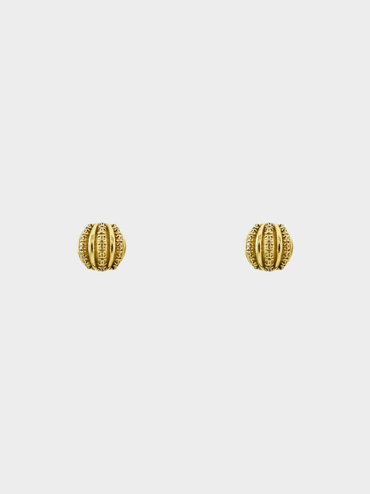 Chanel 1988 Gold Plated Vintage Round COCO Mark Clip-on Earrings