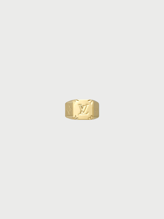 Louis Vuitton 2021 Gold Plated Metal Monogram Signet Ring