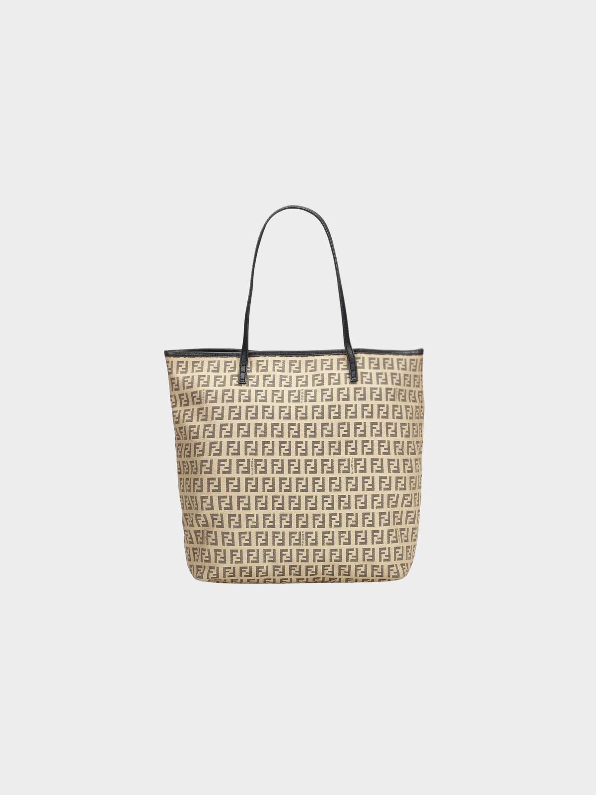 Fendi 2000s Beige Brown Zucchino Canvas Roll Tote Bag