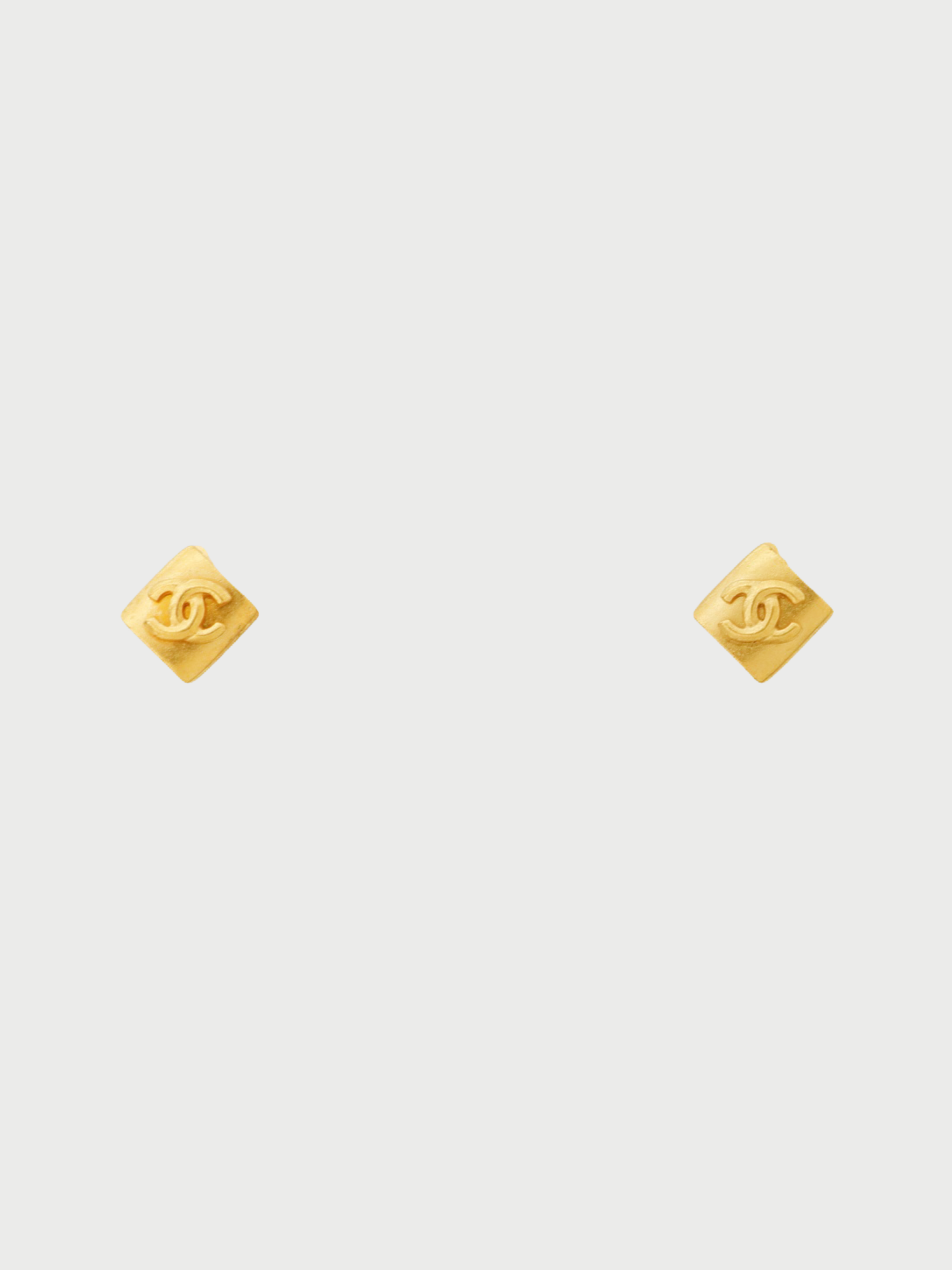 Chanel 1996 Gold Plated Metal Coco Square Earrings