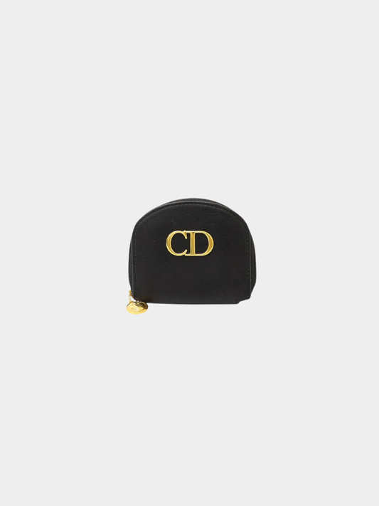 Christian Dior 2000s Black CD Leather Coin Case